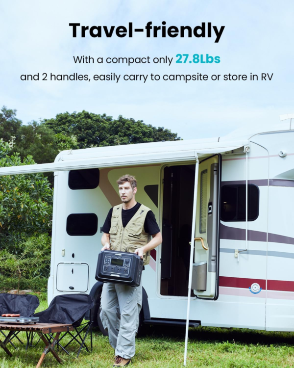 Mega 1 Portable Power Station 2000W (4500W Peak), 1024Wh Lifepo4 Battery Generator with 1400W AC Charging & 800W Solar Charging, Expandable to 5120Wh, for Home, Power Outages, Camping & Rvs - Image 5