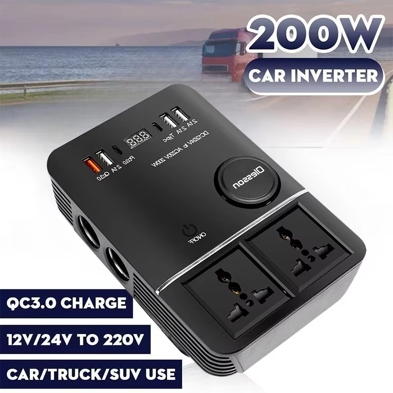 200W Car Power Inverter, USB Fast Charging - Image 3