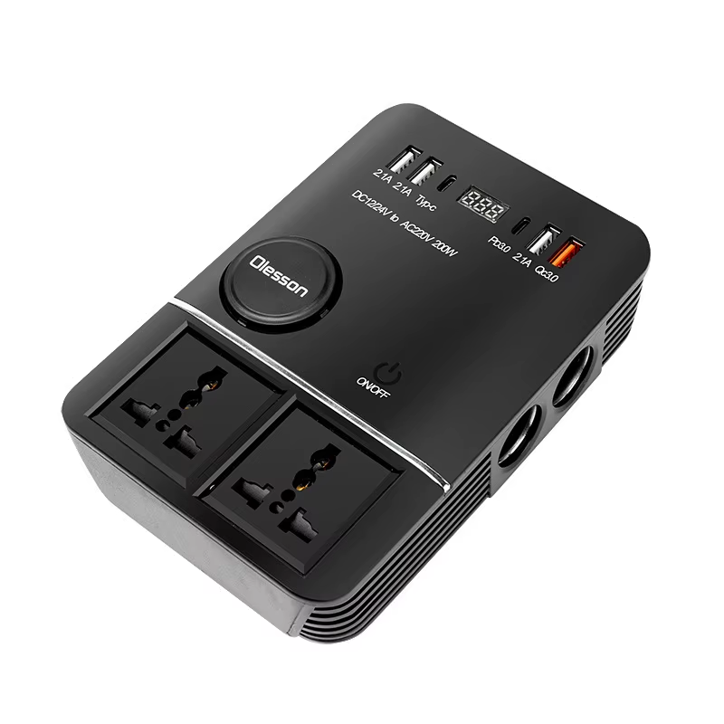 200W Car Power Inverter, USB Fast Charging