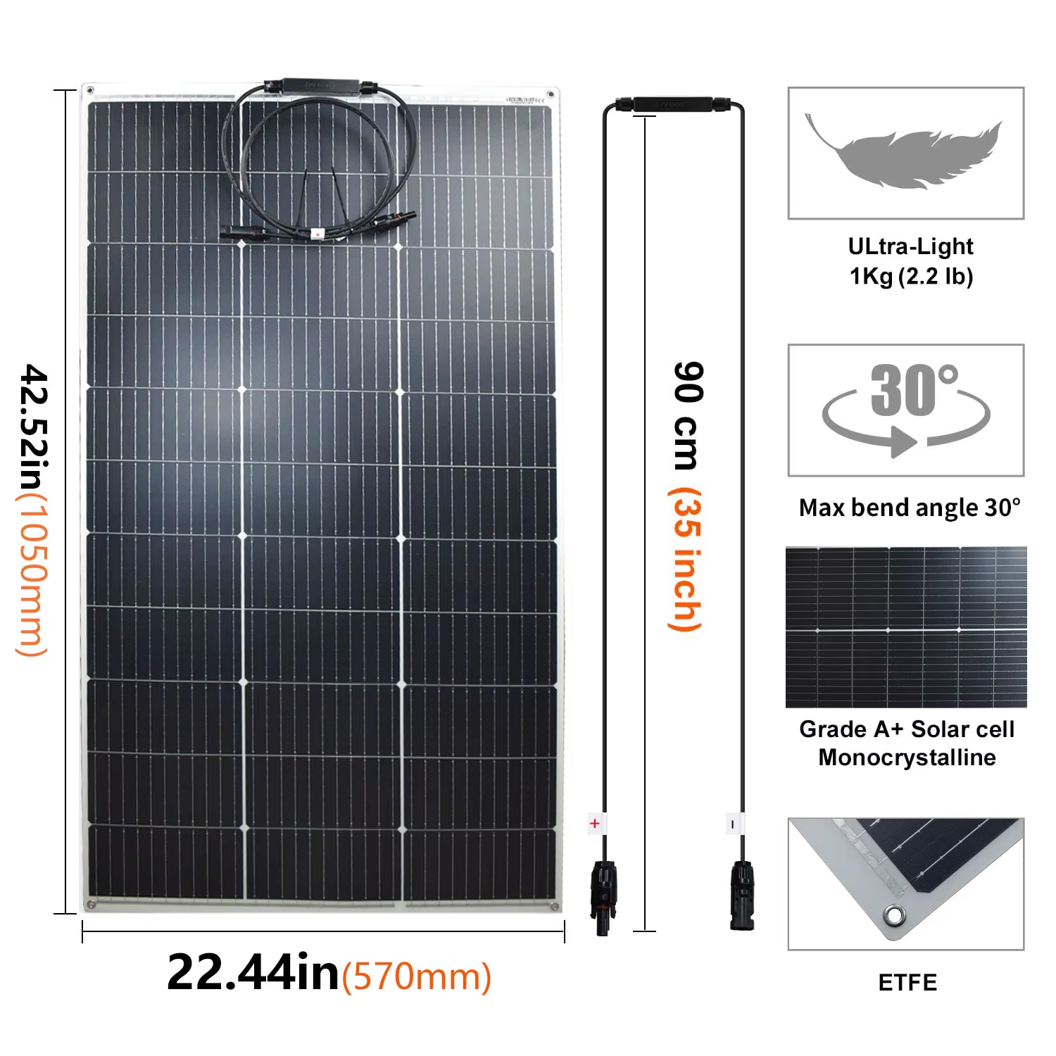 Flexible 125W/250W 18V Monocrystalline Solar Panel - Image 2